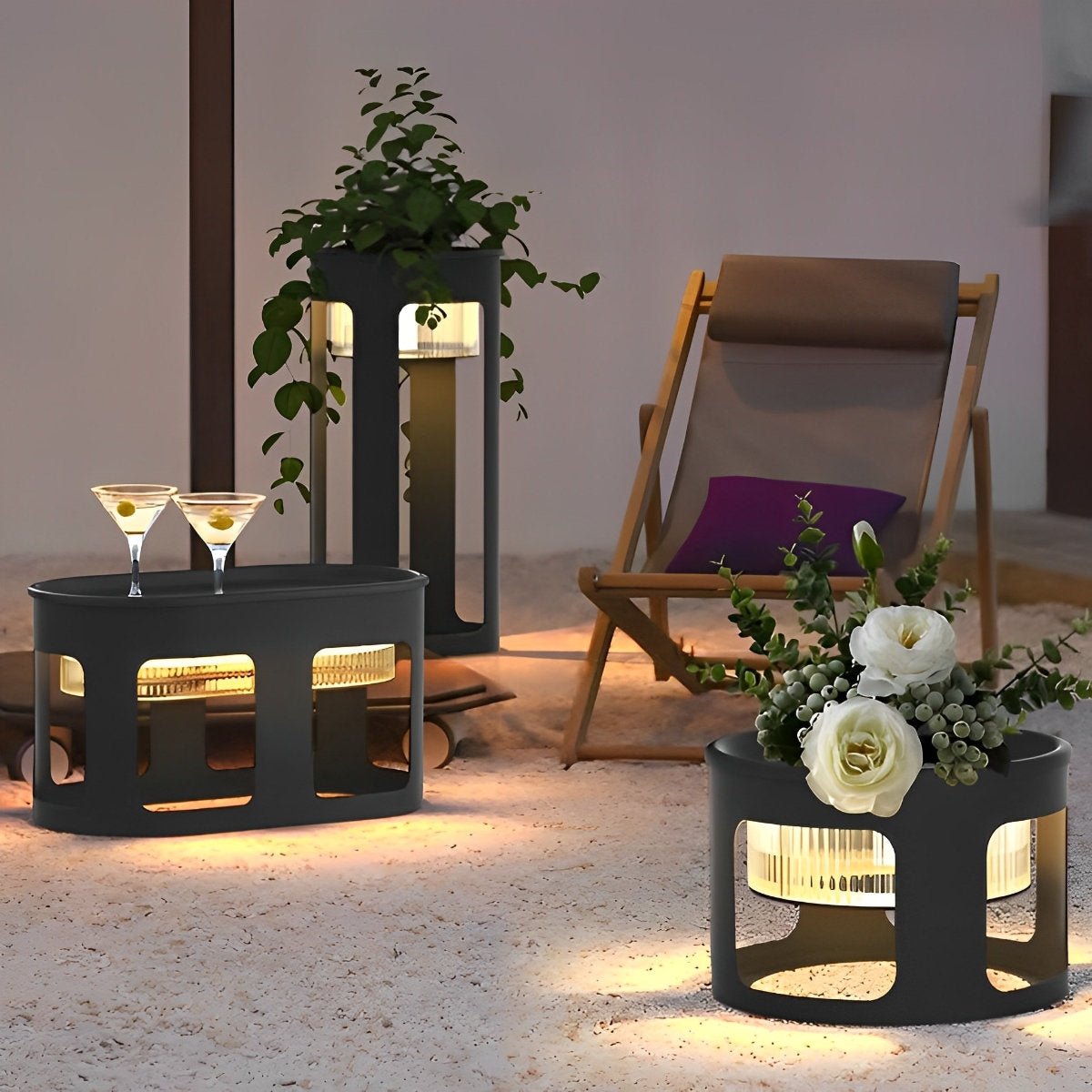 Cylinder Waterproof LED Black Modern SolarLight