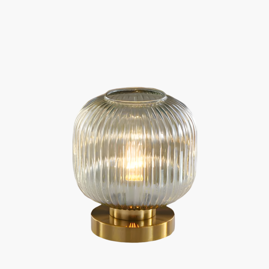 Table Lamp with Modern Glass Shade & Iron Frame