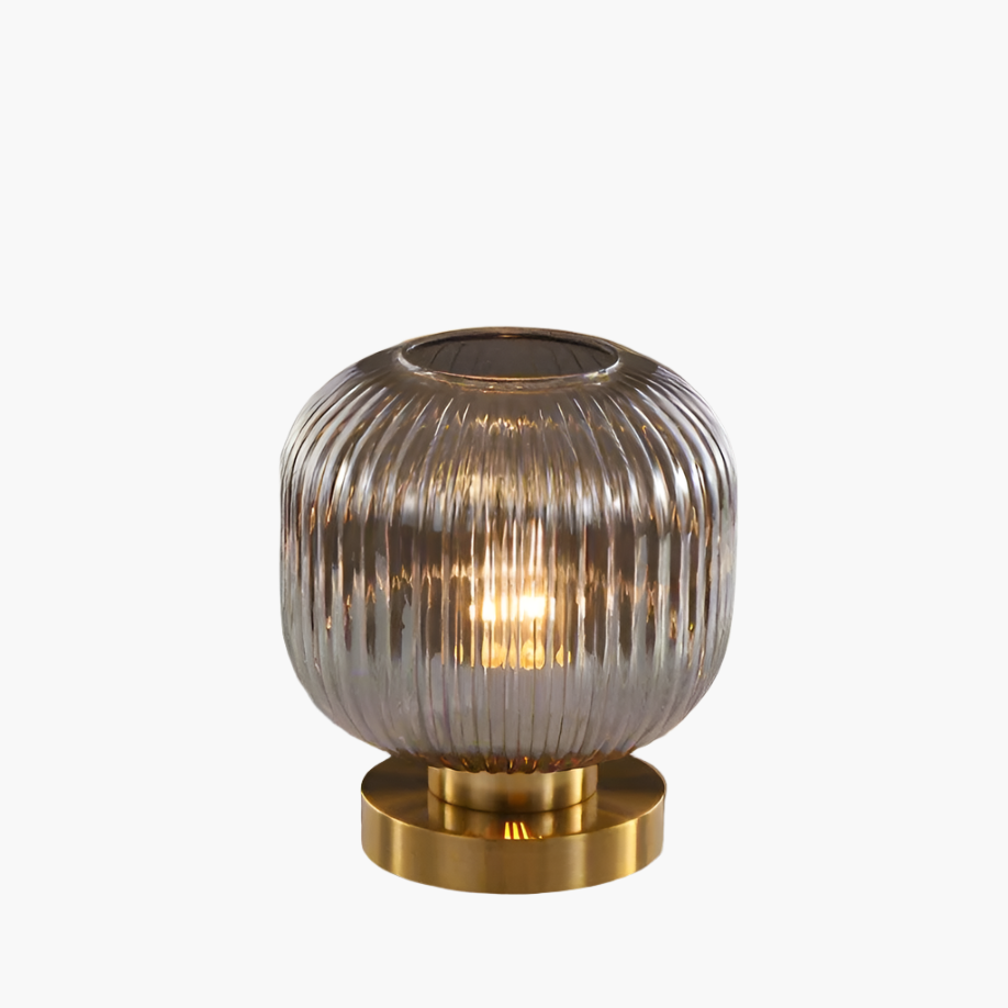 Table Lamp with Modern Glass Shade & Iron Frame