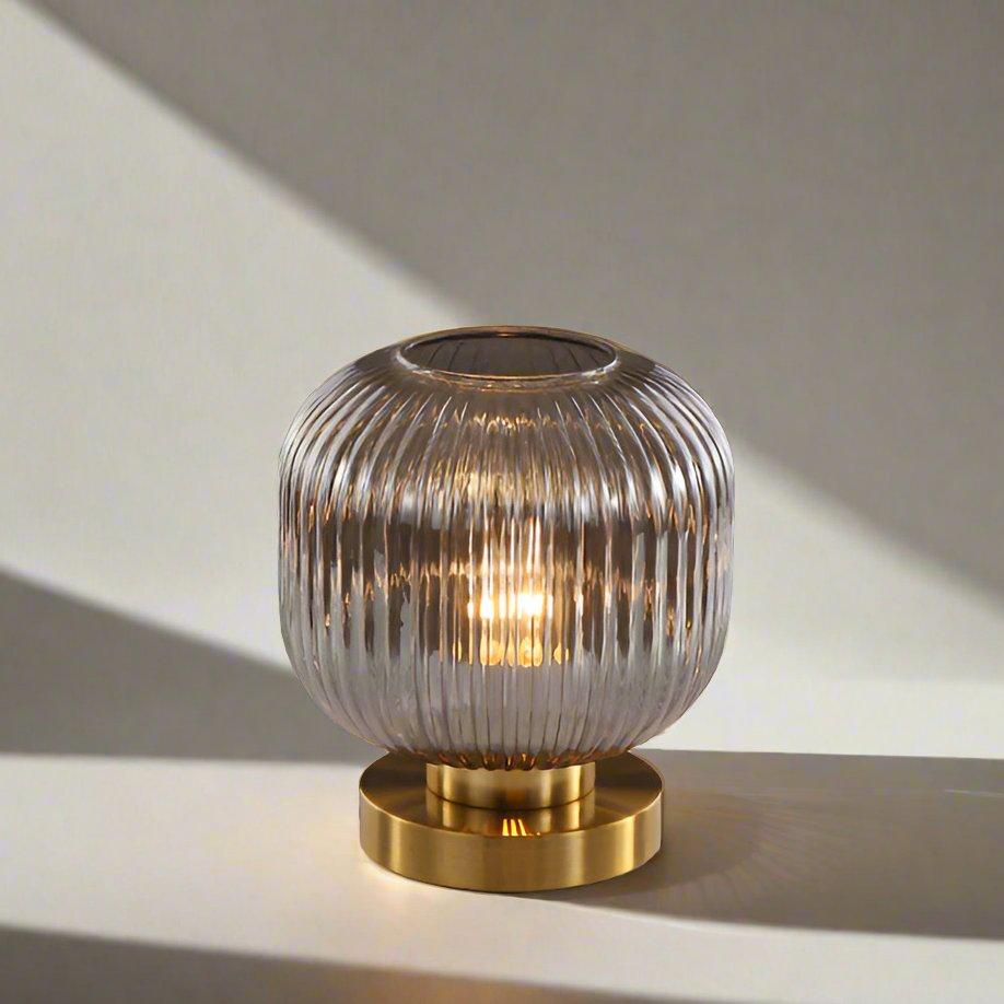 Table Lamp with Modern Glass Shade & Iron Frame