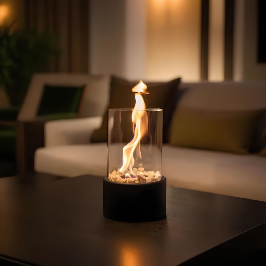 Glass Oil Lamp Decorative Tabletop Fireplace