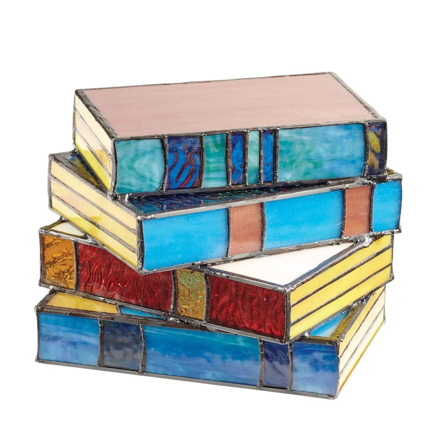 Bedside Lamps Stained Glass Book Stack Light