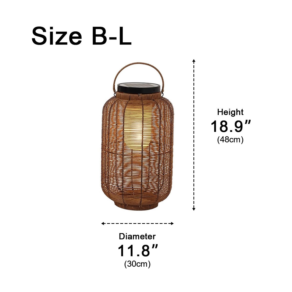 Portable Lantern Rattan LED Waterproof Solar Outdoor Lights Floor Lamp