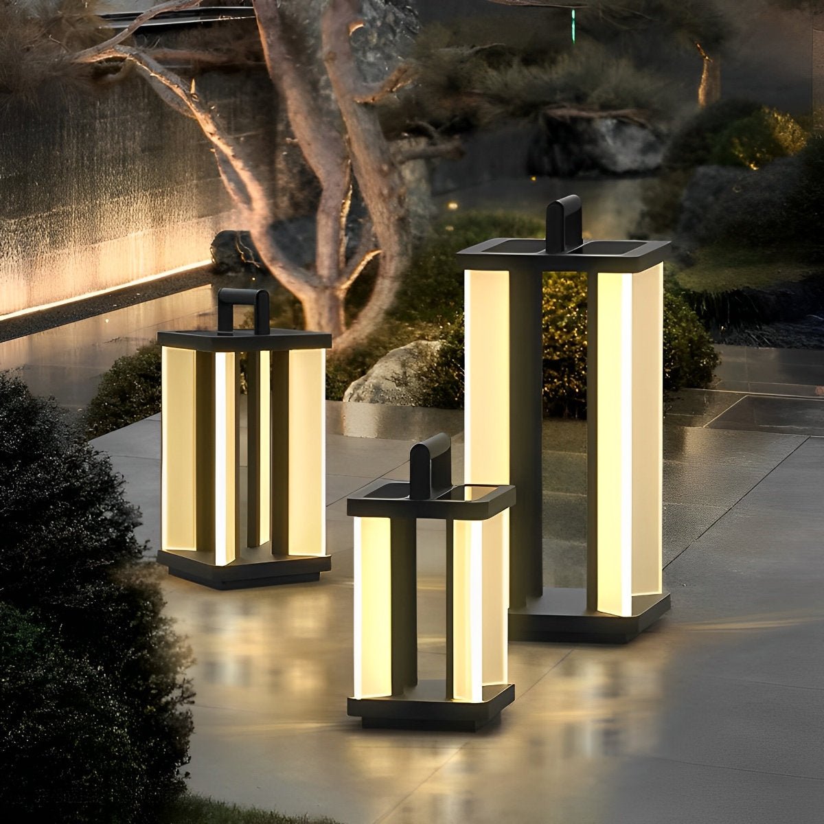 Portable Lantern Waterproof LED Black Modern Lawn Lights