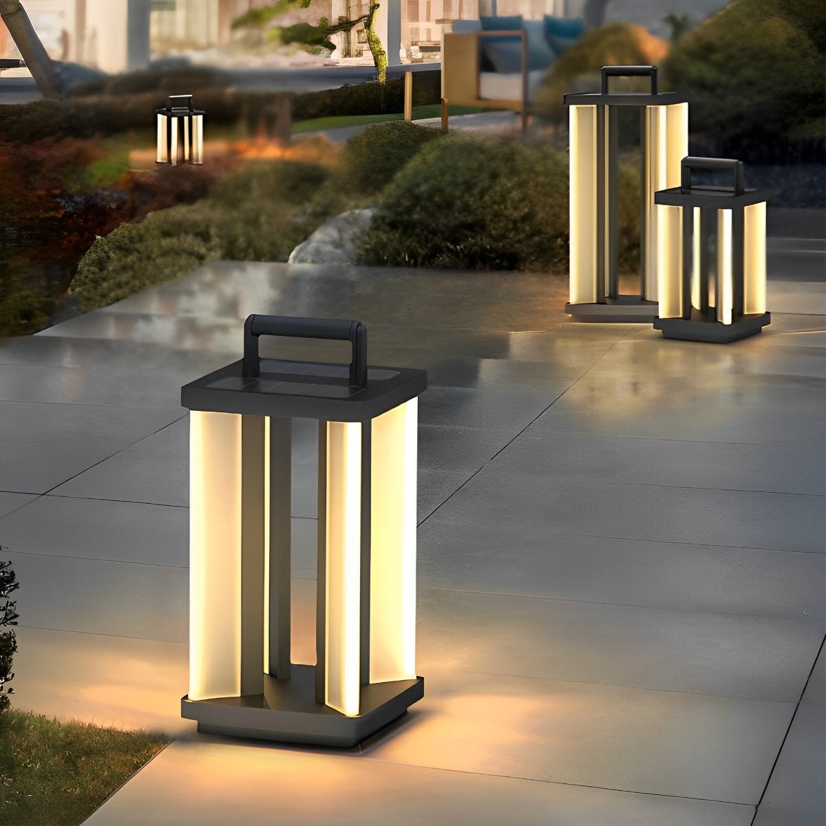 Portable Lantern Waterproof LED Black Modern Lawn Lights