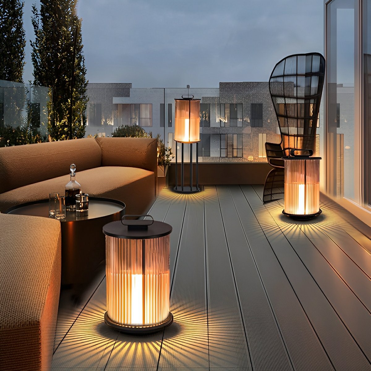 Striped Cylindrical Waterproof Portable Lanterns