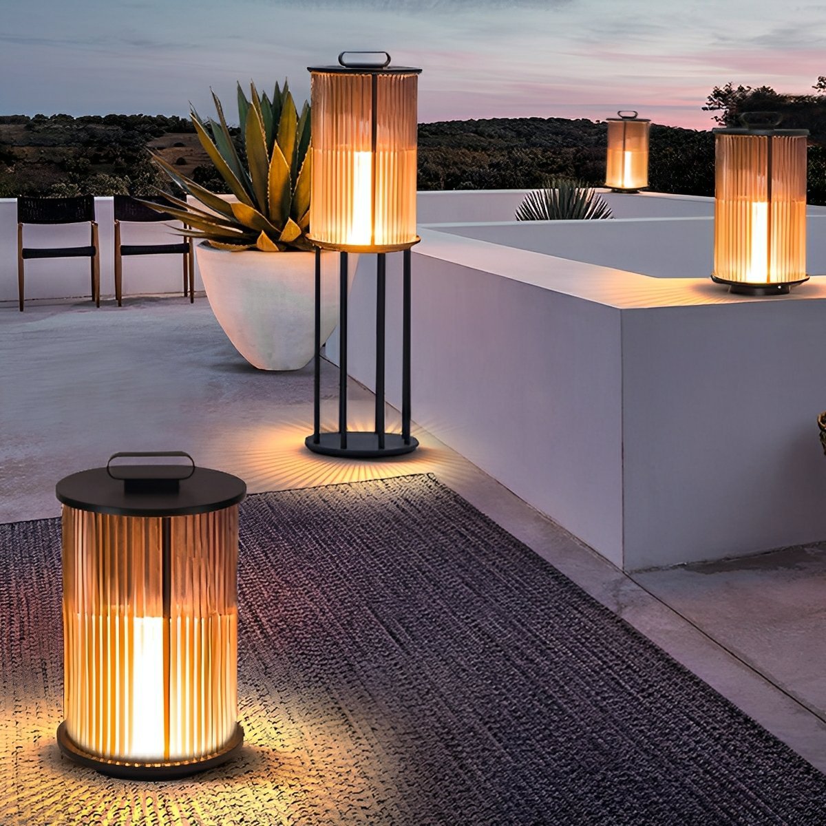 Striped Cylindrical Waterproof Portable Lanterns