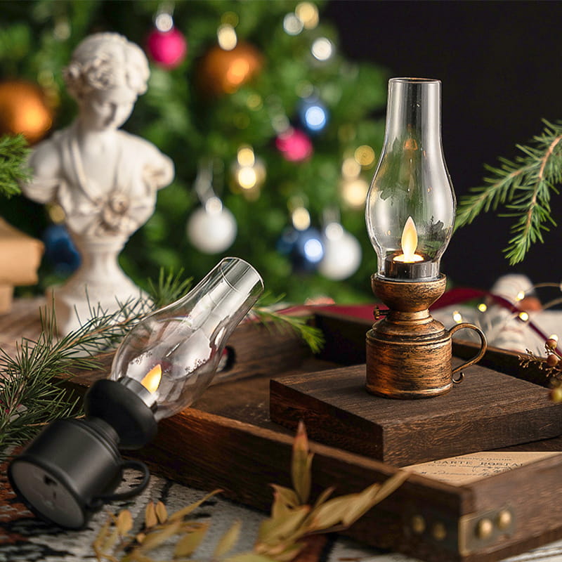 LED Table Lamp with Vintage Lantern Style