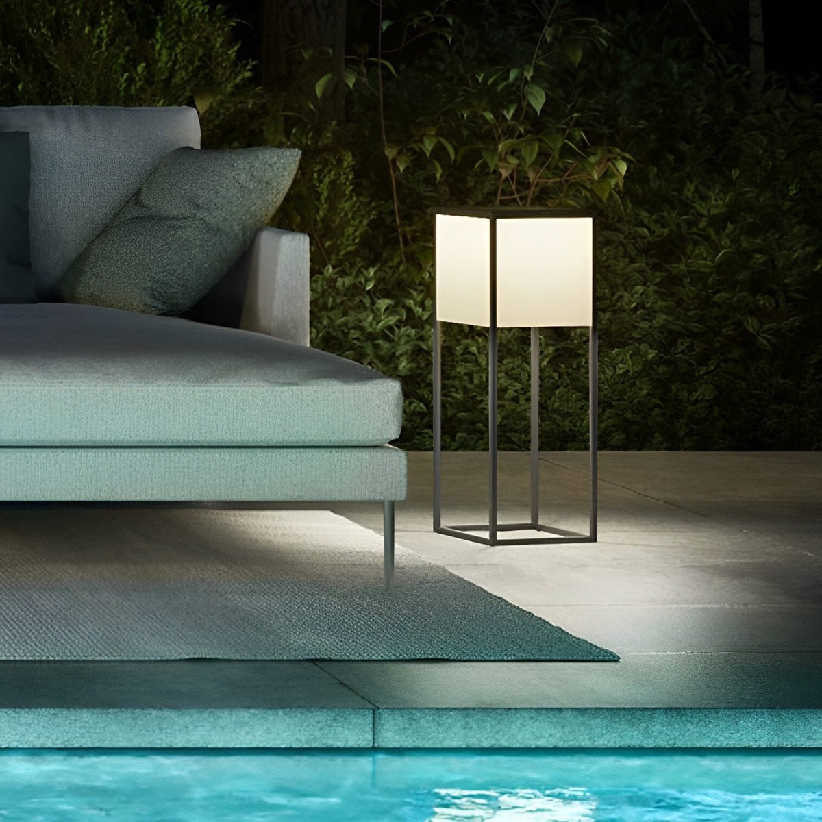 Waterproof Modern Minimalist Stainless Steel Rectangular LED Outdoor Floor Lamp
