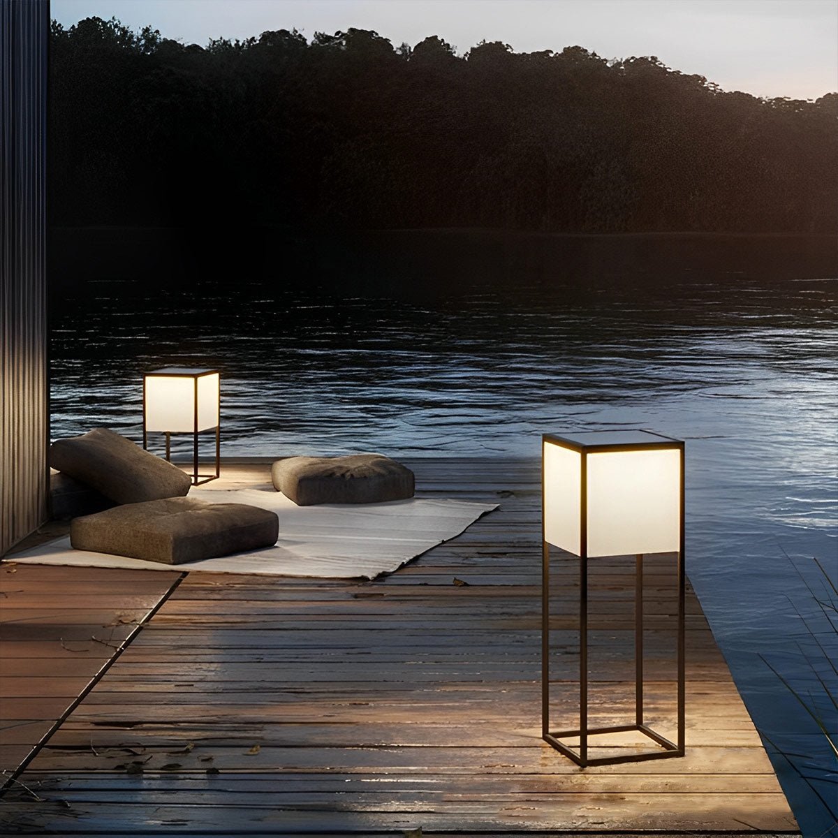 Waterproof Modern Minimalist Stainless Steel Rectangular LED Outdoor Floor Lamp