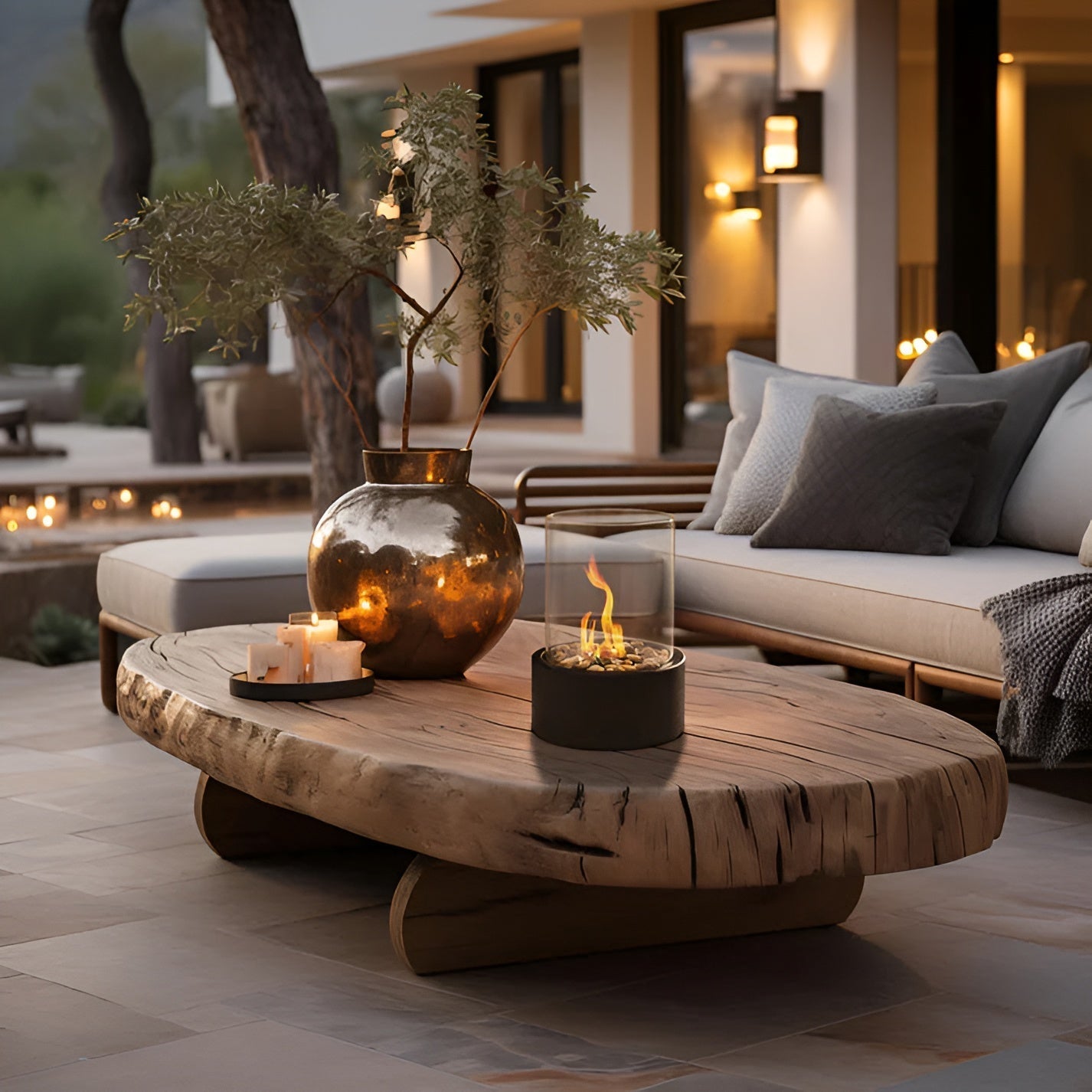 Modern Tabletop Fireplace with Black Metal Base – Clean Burning Indoor/Outdoor Fire Table Top with Real Flames and Decorative Stones 4