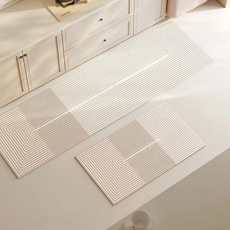 Non-Slip Washable Kitchen and Bathroom Rug – Soft Faux Velveteen with Rubber Base, Modern Design, Multiple Sizes Available 1