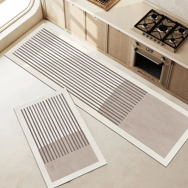 Non-Slip Washable Kitchen and Bathroom Rug – Soft Faux Velveteen with Rubber Base, Modern Design, Multiple Sizes Available 3