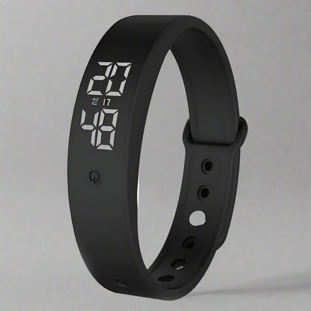 Waterproof Fitness Tracker Smartwatch with Temperature Monitoring and Vibration Alerts - Adjustable Silicone Strap 1