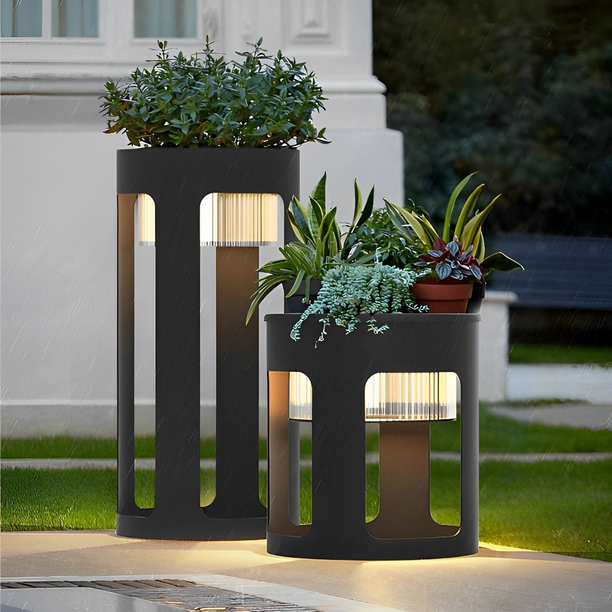 Cylinder Waterproof LED Black Modern SolarLight