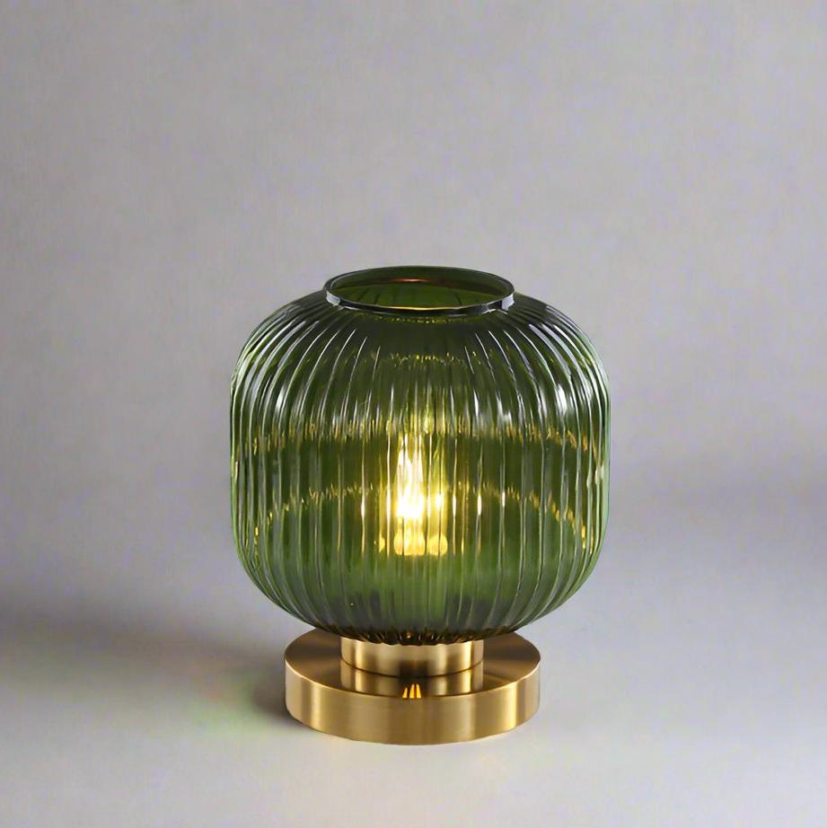 Table Lamp with Modern Glass Shade & Iron Frame