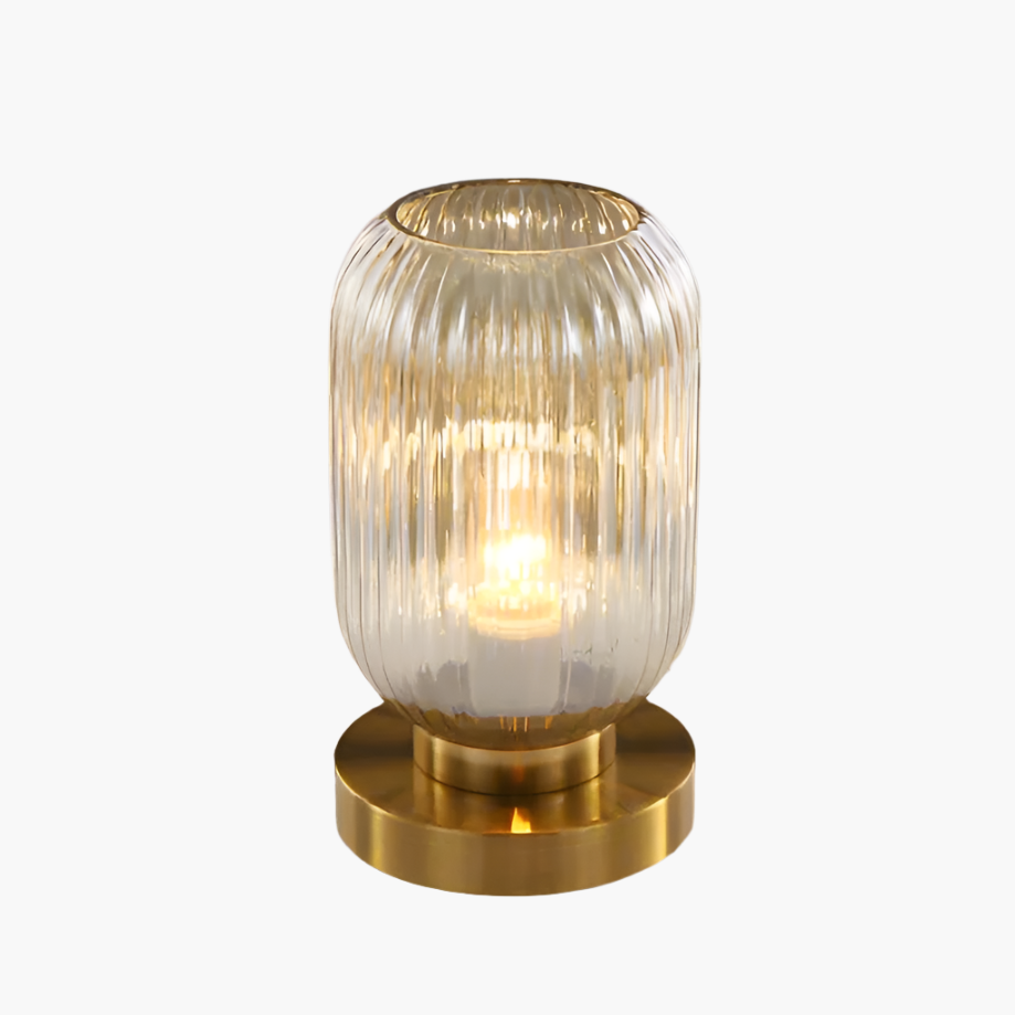 Table Lamp with Modern Glass Shade & Iron Frame