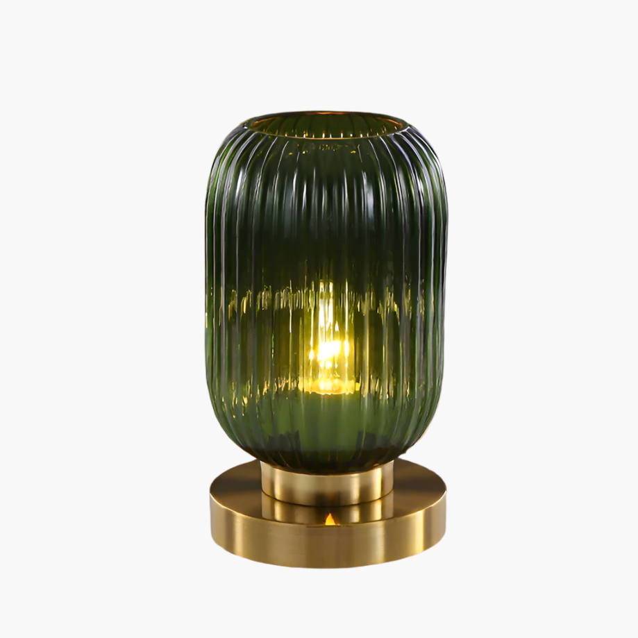 Table Lamp with Modern Glass Shade & Iron Frame