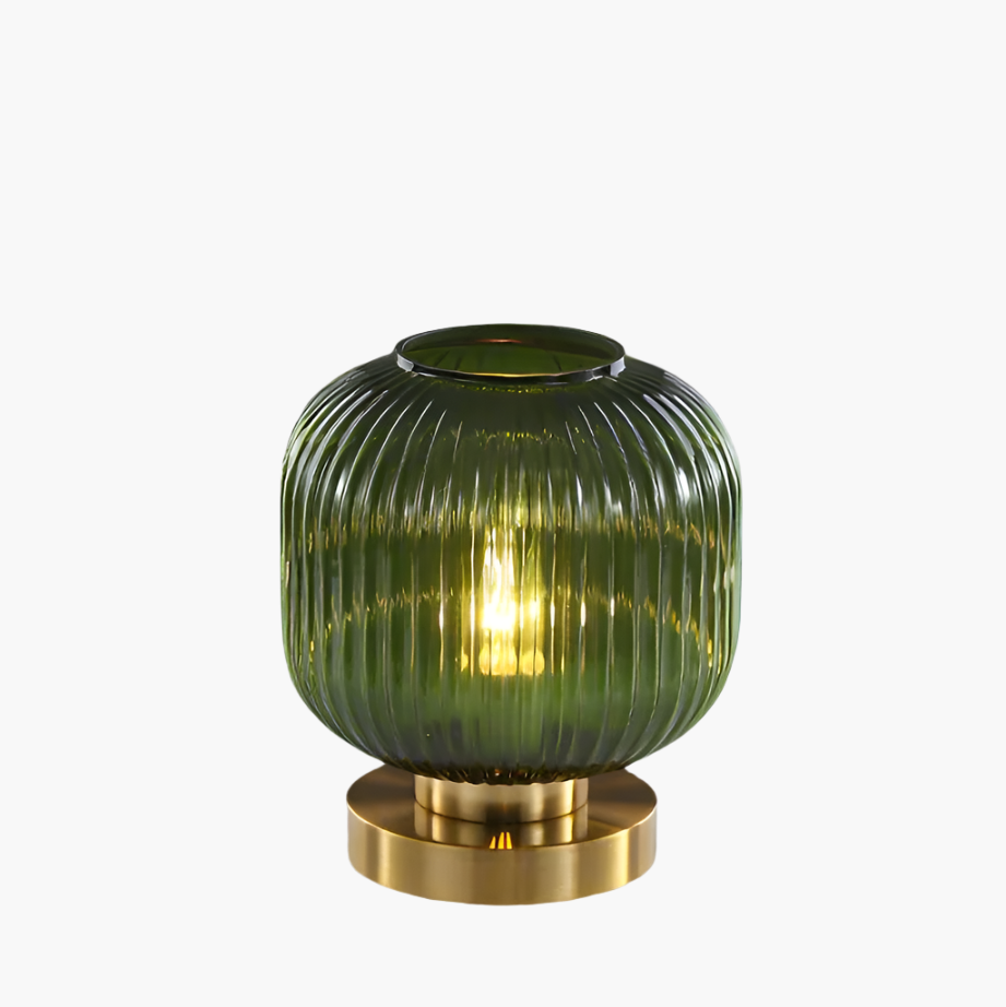 Table Lamp with Modern Glass Shade & Iron Frame