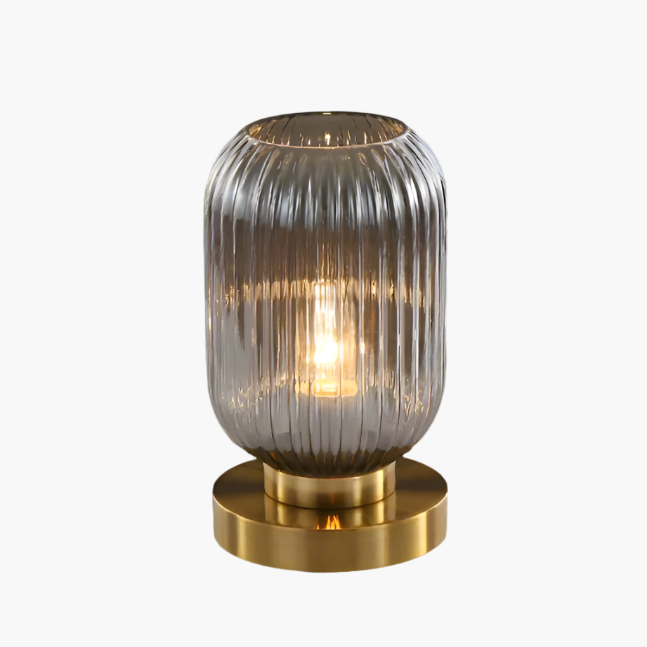 Table Lamp with Modern Glass Shade & Iron Frame