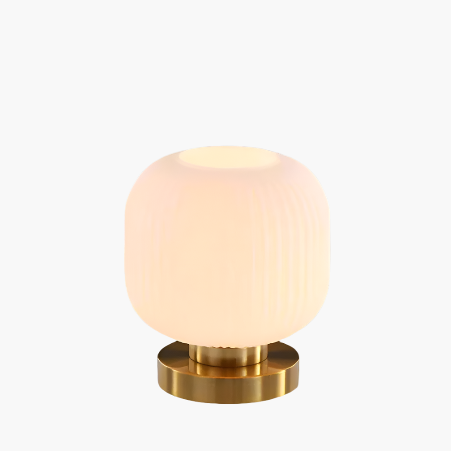 Table Lamp with Modern Glass Shade & Iron Frame