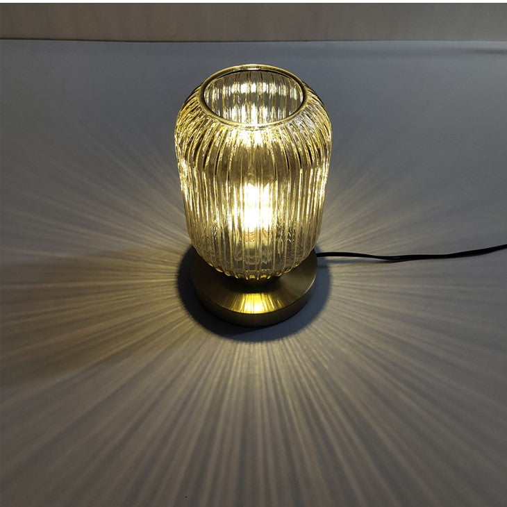 Table Lamp with Modern Glass Shade & Iron Frame