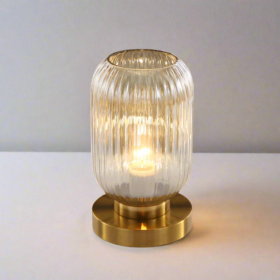 Table Lamp with Modern Glass Shade & Iron Frame