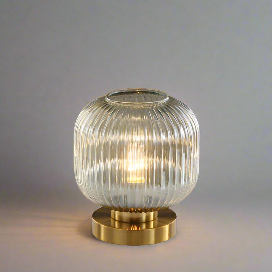 Table Lamp with Modern Glass Shade & Iron Frame