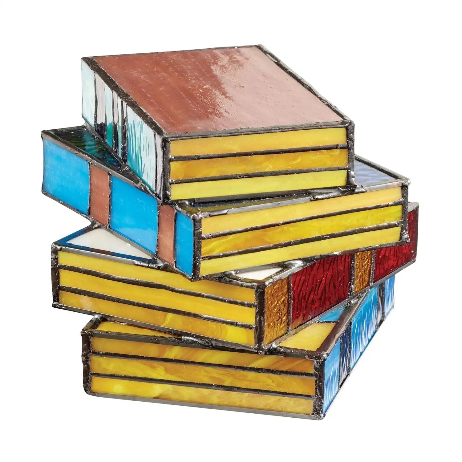 Bedside Lamps Stained Glass Book Stack Light