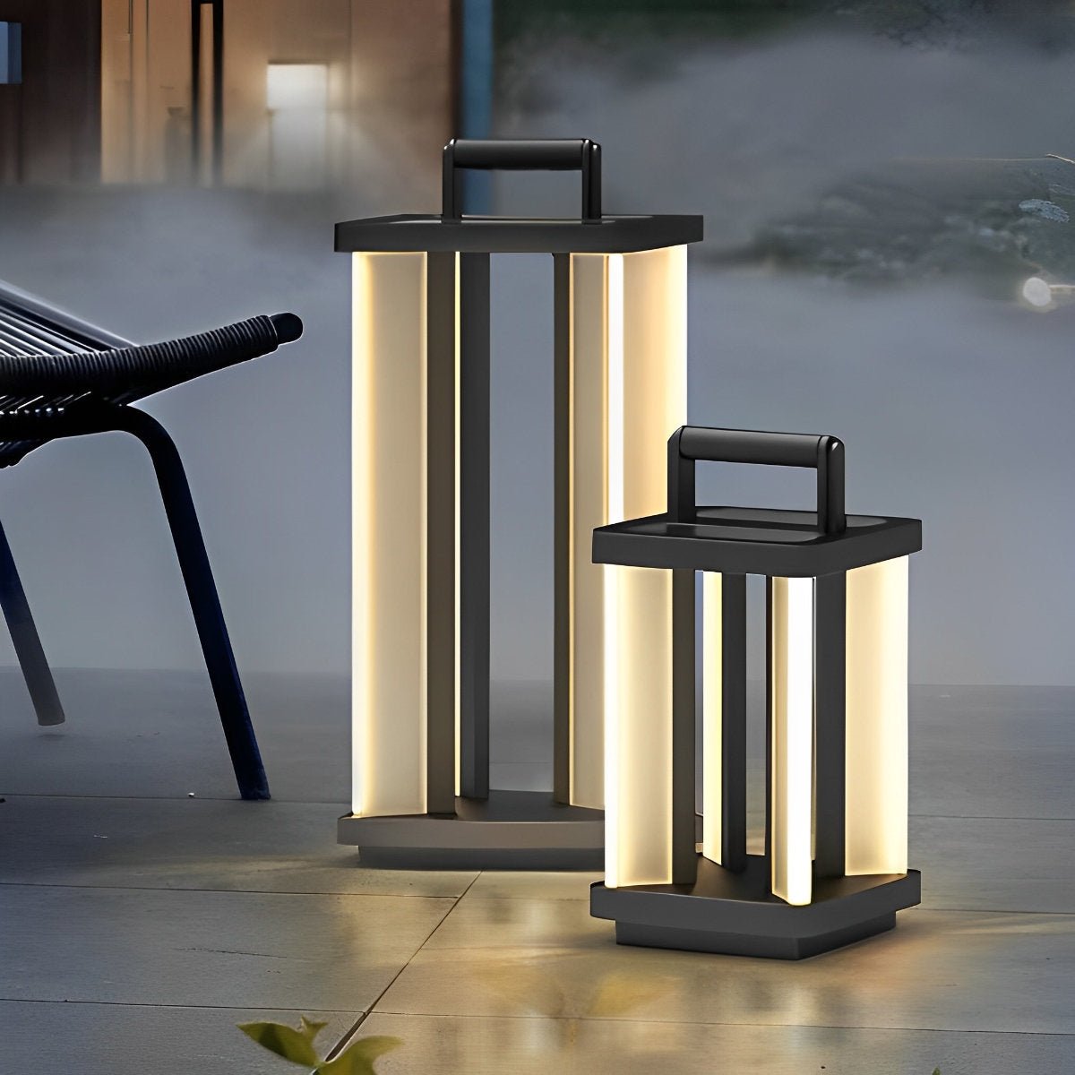 Portable Lantern Waterproof LED Black Modern Lawn Lights