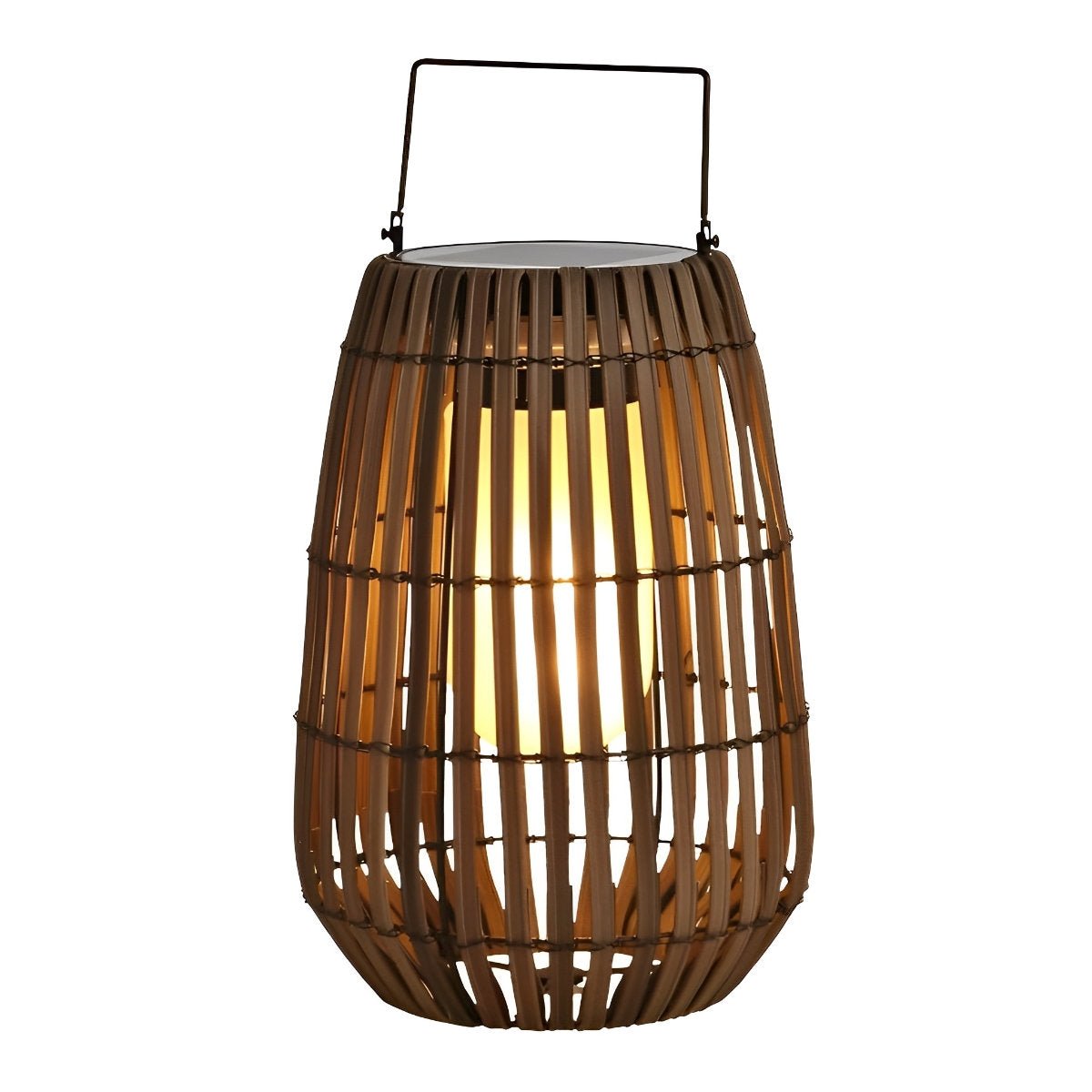 Rattan Hanging Lantern Shaped LED Waterproof Solar Outdoor Lights