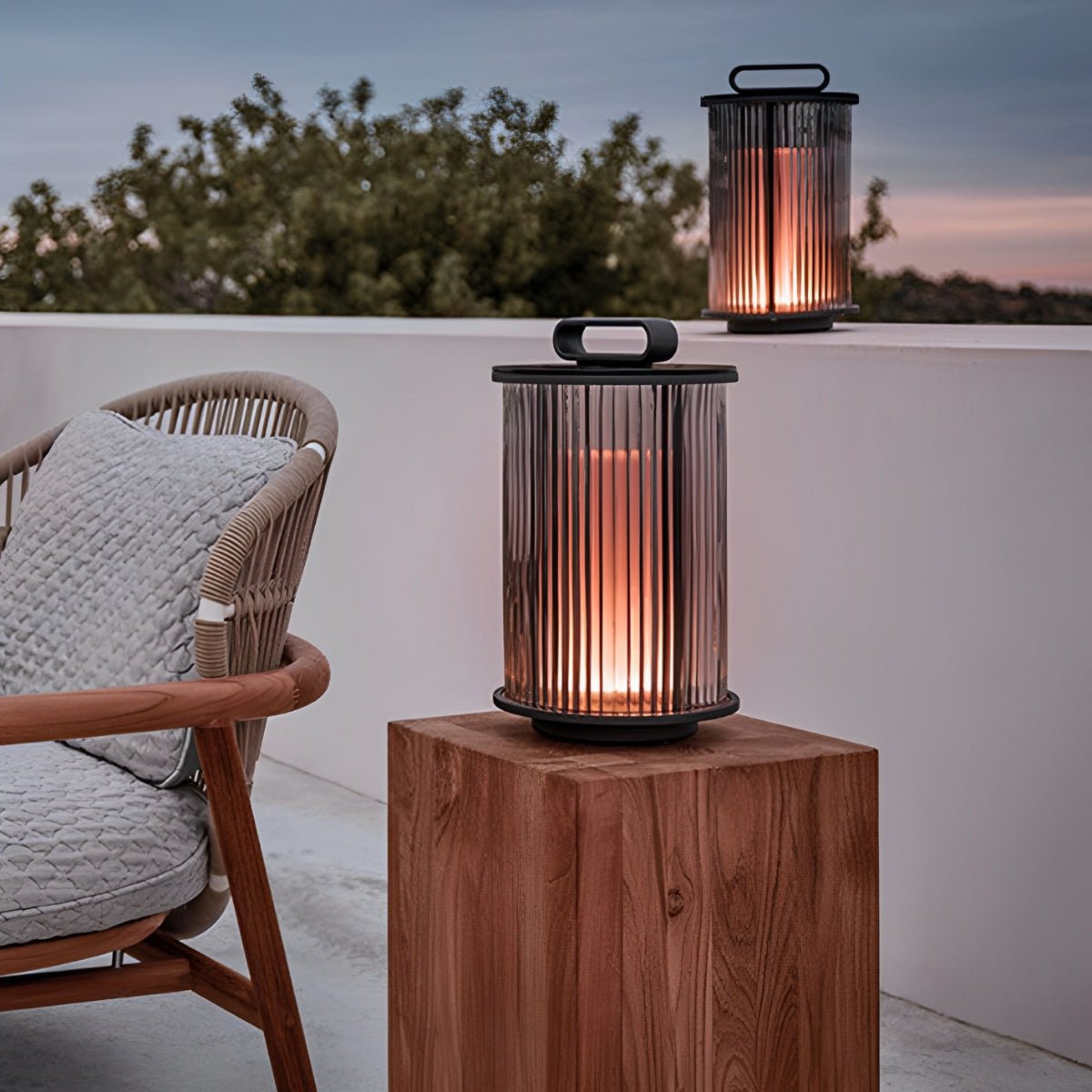 Striped Cylindrical Waterproof Portable Lanterns