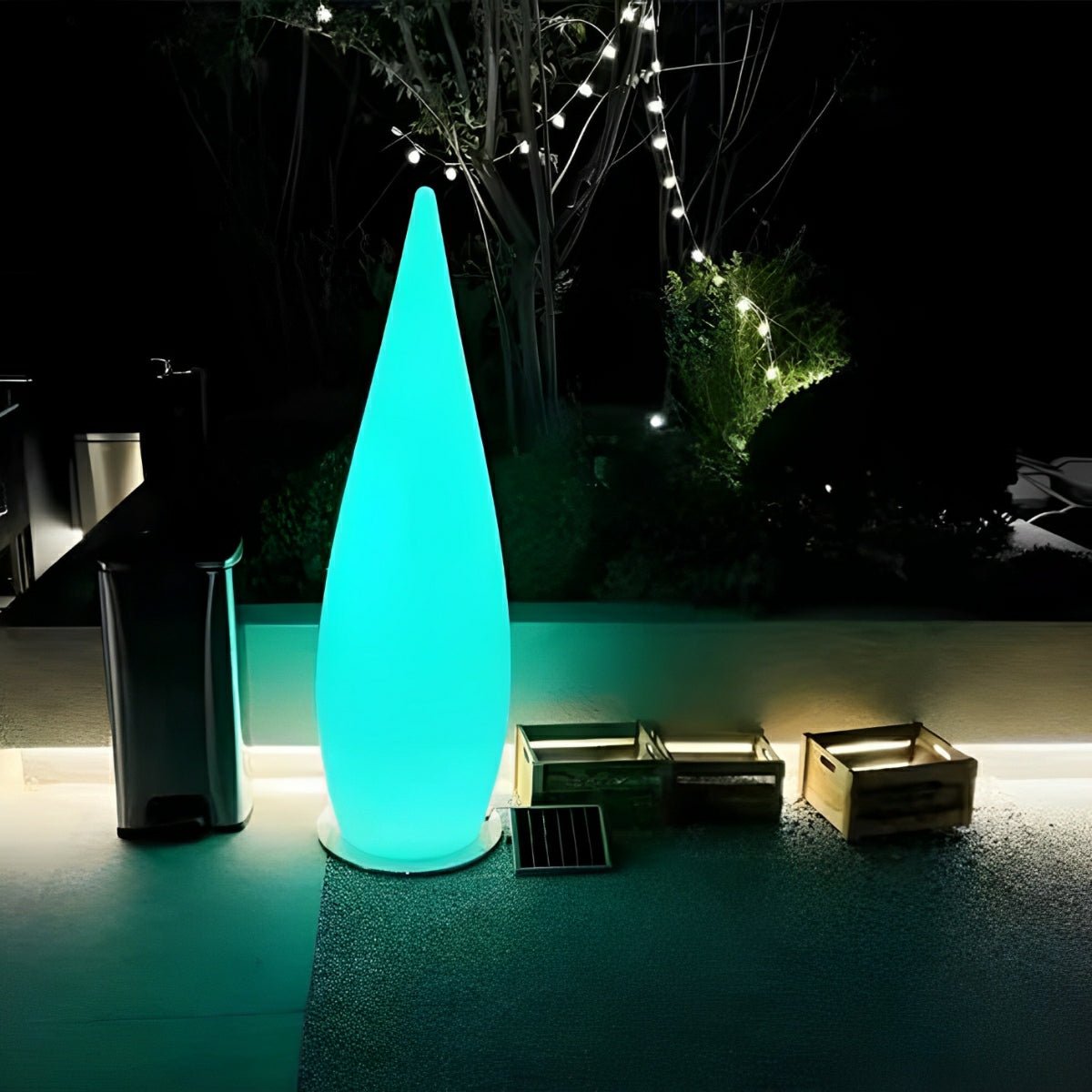 Water Drop LED Waterproof Rechargeable Solar Modern Standing Lawn Lights