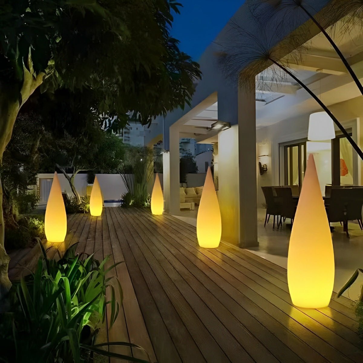 Water Drop LED Waterproof Rechargeable Solar Modern Standing Lawn Lights