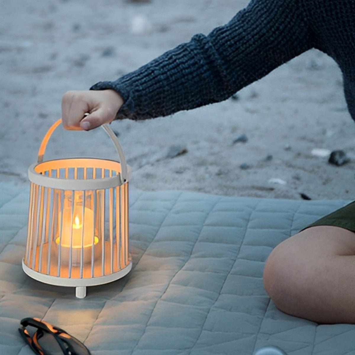 Waterproof Cylinder Outdoor Floor Lamps Hanging LED Candle Lanterns